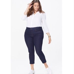 NYDJ Plus Size Alina Ankle Jeans in Rinse Dark Blue Denim 24W NWT